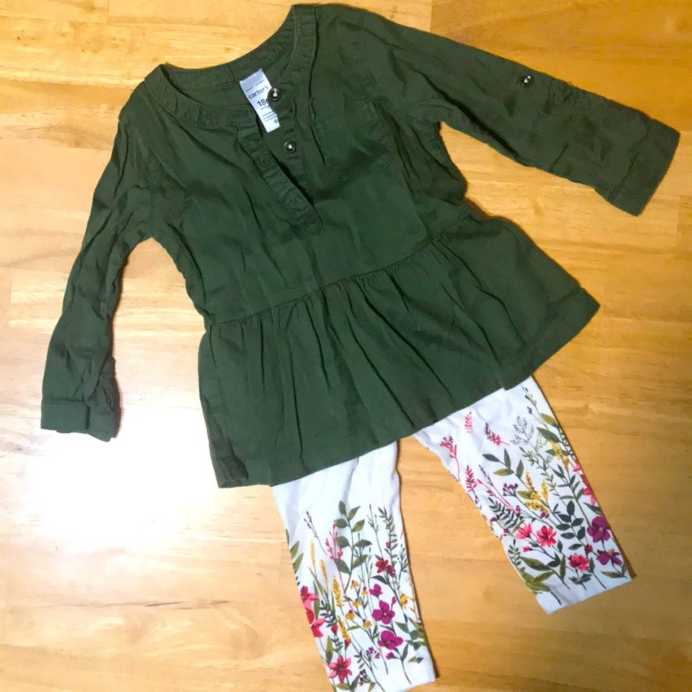 Green top with floral leggings